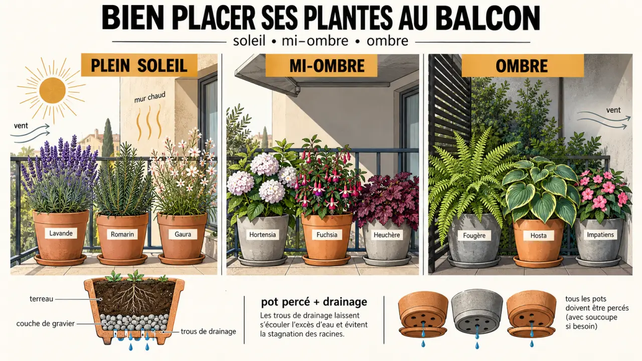 Plante extérieur balcon selon l’exposition : idées pour le plein soleil, la mi-ombre et l’ombre