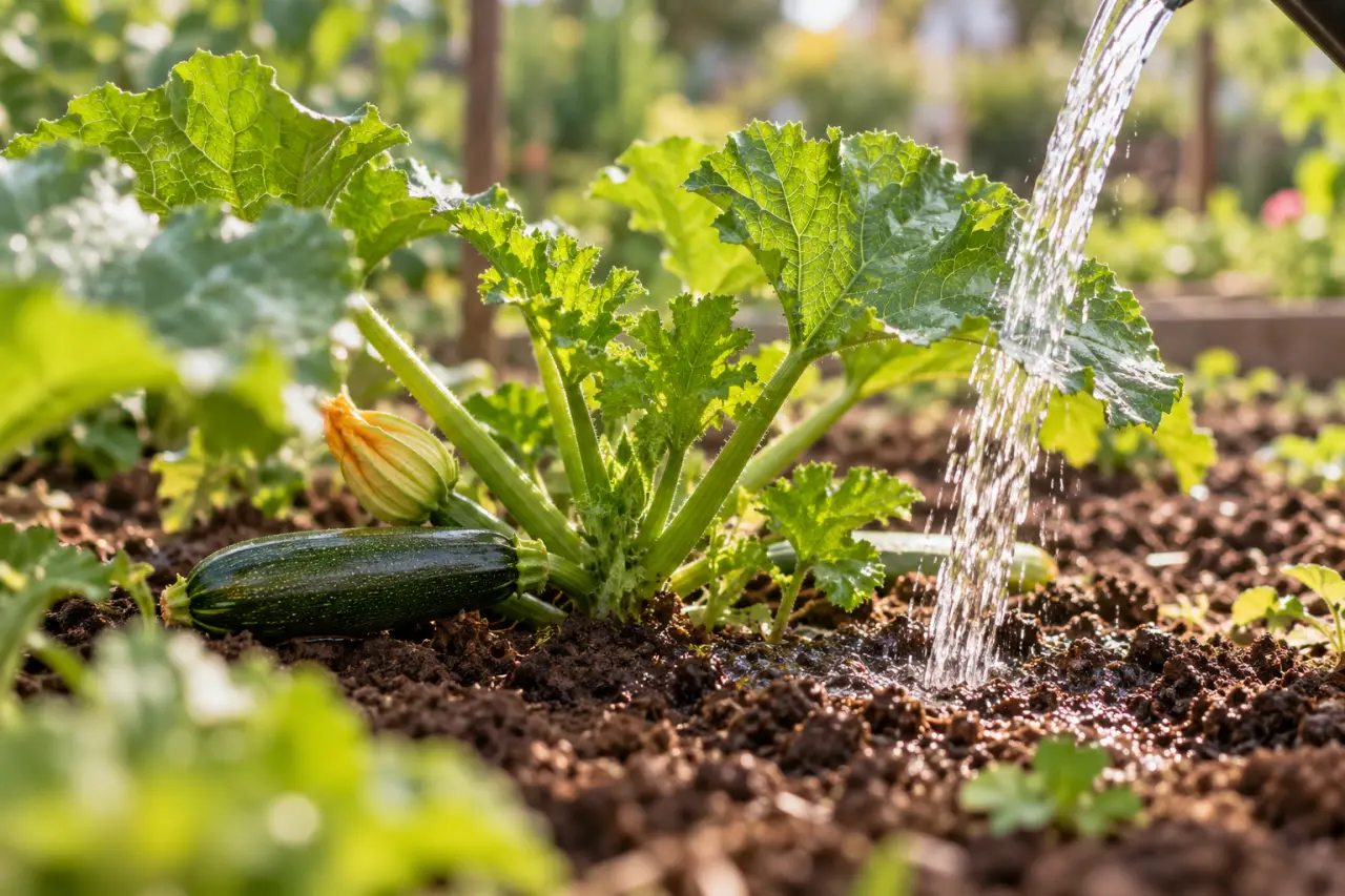 Arrosage de la courgette : un sol frais, pas des racines noyées